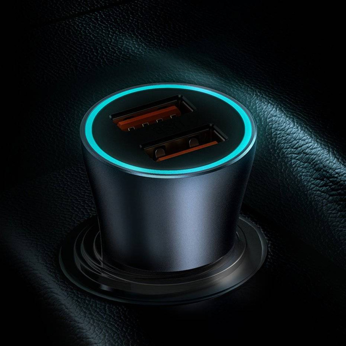 Baseus Golden Contactor Pro szybka ładowarka samochodowa 2x USB 40 W Quick Charge SCP FCP AFC + kabel USB - USB Typ C szary (TZCCJD-A0G)