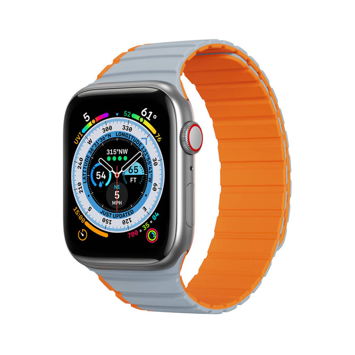 Magnetyczny pasek Apple Watch SE, 8, 7, 6, 5, 4, 3, 2, 1 (41, 40, 38 mm) Dux Ducis Strap (LD Version) - szaro-pomarańczowy