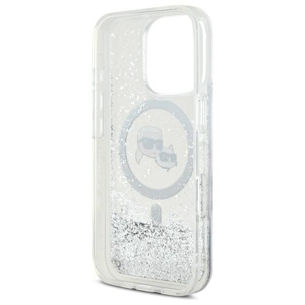 Etui Karl Lagerfeld iPhone 16 Pro Max 6.9" hardcase transparent Liquid Glitter Karl&Choupette Head Magsafe