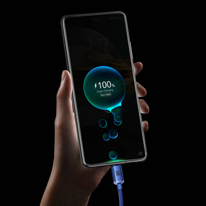 Baseus Crystal Shine Series kabel przewód USB do szybkiego ładowania i transferu danych USB Typ A - USB Typ C 100W 1,2m czarny (CAJY000401)