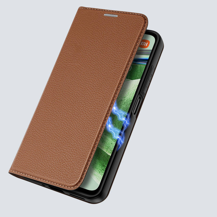 Etui Dux Ducis Skin X2 etui do Xiaomi Redmi Note 12 5G / Poco X5 5G pokrowiec z klapką portfel podstawka brązowe Case