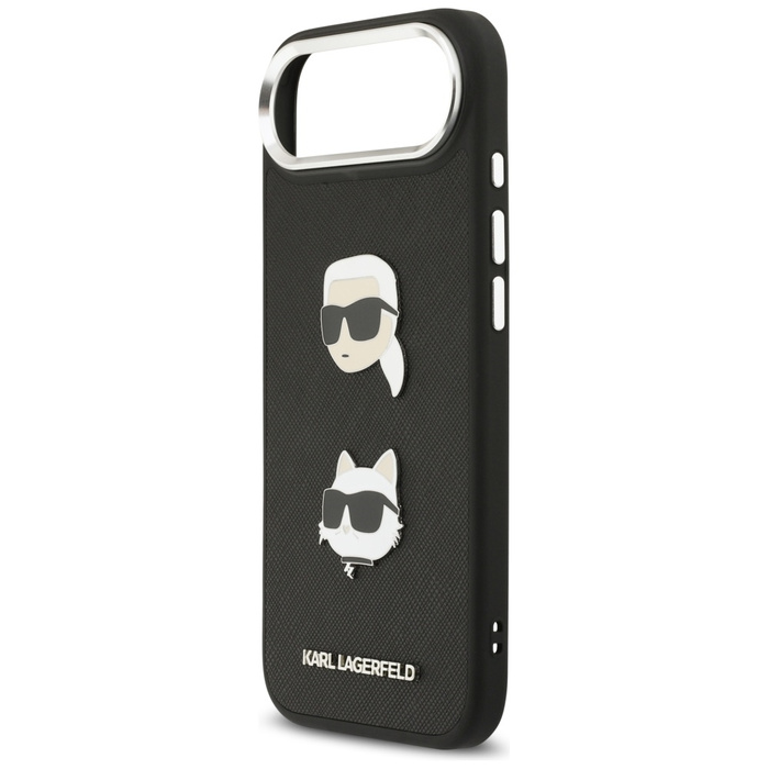 Etui Karl Lagerfeld FW Grained Karl &    Choupette Heads Pins & Logo do iPhone Air czarny