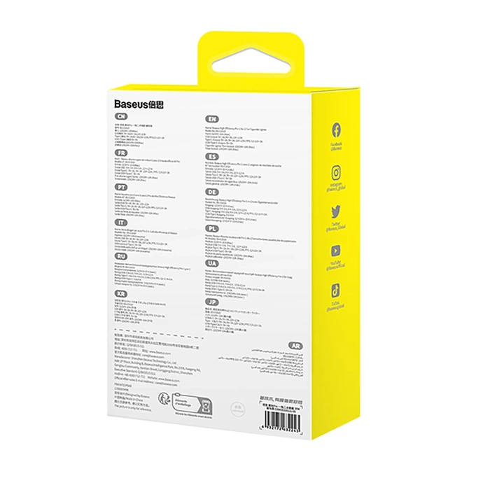 Adapter Baseus High Efficiency Pro 2x gniazdo zapalniczki z ładowarką USB-A USB-C 30W - czarny