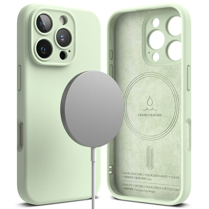 Etui RINGKE SILICONE MAGNETIC MAGSAFE IPHONE 16 PRO SOFT MINT
