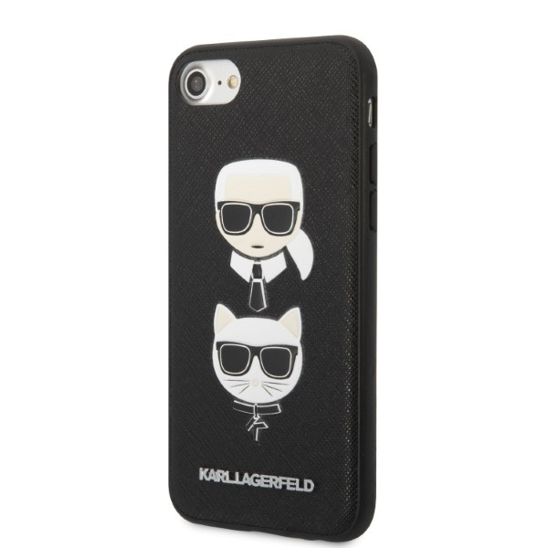 Etui KARL LAGERFELD Apple iPhone 7 8 SE 2020 SE 2022 Saffiano Ikonik Karl&Choupette Head Czarny Hardcase