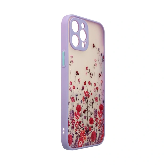 Design Case etui do iPhone 13 Pro pokrowiec w kwiaty fioletowy