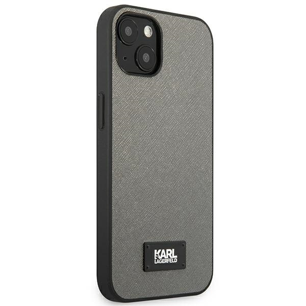 Etui KARL LAGERFELD Apple iPhone 13 Mini Saffiano Plaque Srebrny Hardcase