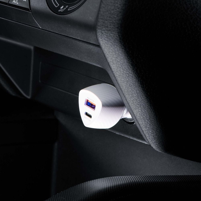 Ładowarka samochodowa Forcell F-Energy Carbon USB C + USB A QC3.0 PD 3A 38W CC50-1A1C biała