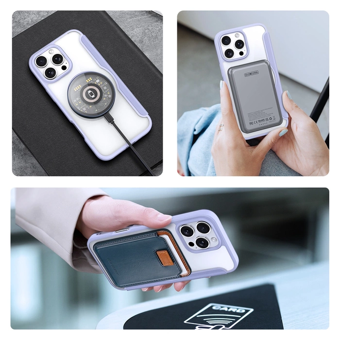 Etui Dux Ducis Skin X Pro na iPhone 16 Pro z MagSafe i klapką - fioletowe
