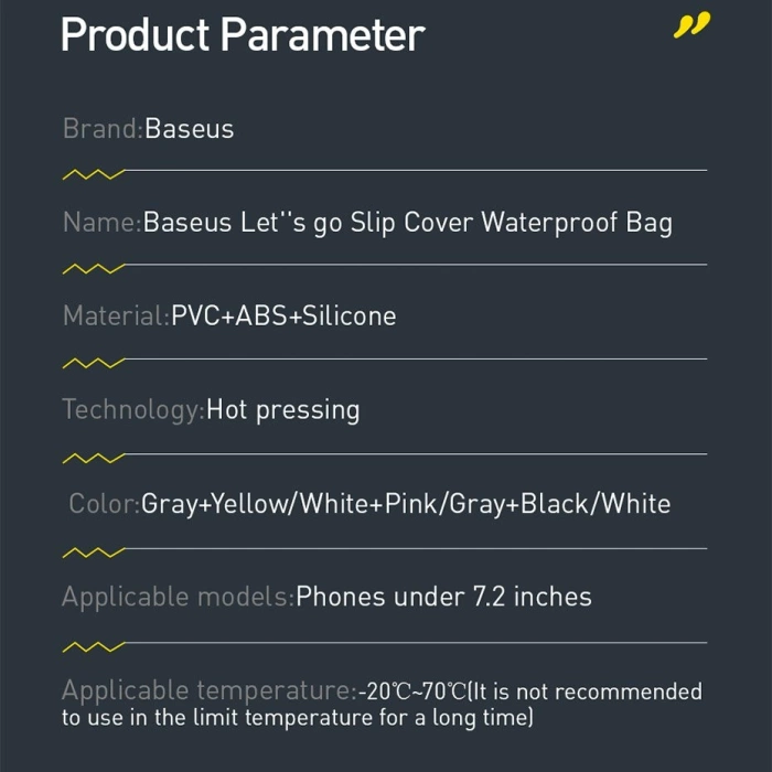 Baseus uniwersalny wodoodporny pokrowiec etui na telefon (max 7,2'') na basen nad wodę IPX8  biały (ACFSD-D02)