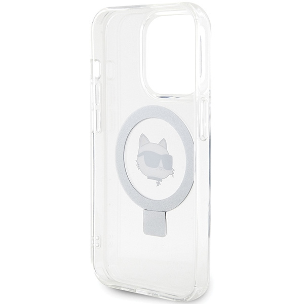 Etui Karl Lagerfeld KLHMP15LHMRSCHH iPhone 15 Pro 6.1" biały/white hardcase Ring Stand Choupette Head MagSafe Case