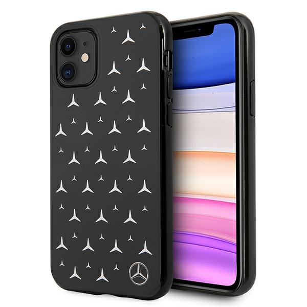 Etui MERCEDES Apple iPhone 11 Silver Stars Pattern Czarny Hardcase CASE