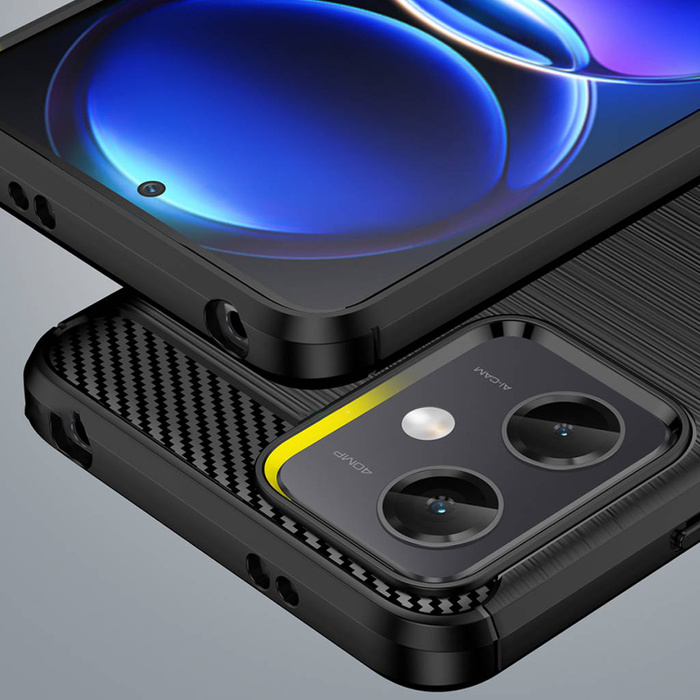 Etui Carbon Case Etui Xiaomi Poco X5 5G / Redmi Note 12 5G Elastyczny Silikonowy Karbonowy Pokrowiec Czarne Case