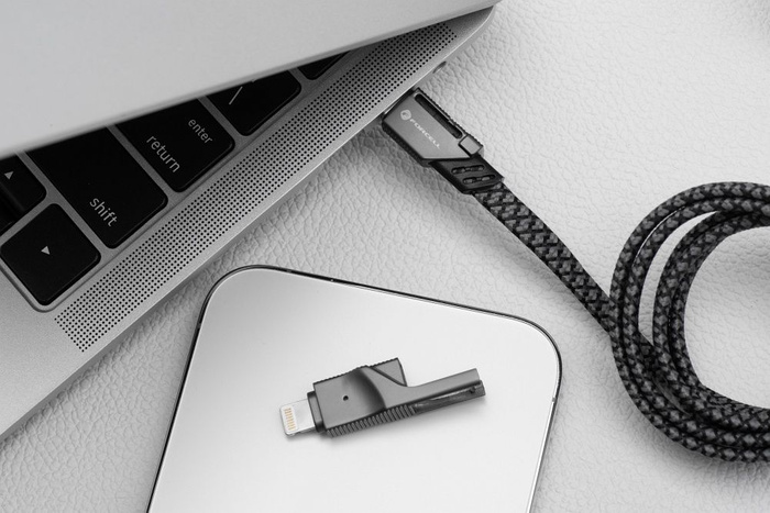 Kabel 4w1 USB C / USB A do USB C / Lightning Forcell F-Energy QC PD 3A 60W 1 m C241 chrom