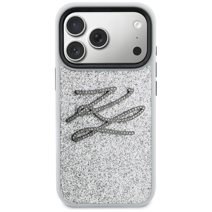 Etui Karl Lagerfeld IML Glitter KL       Diamond Logo do iPhone 17 Pro srebrny
