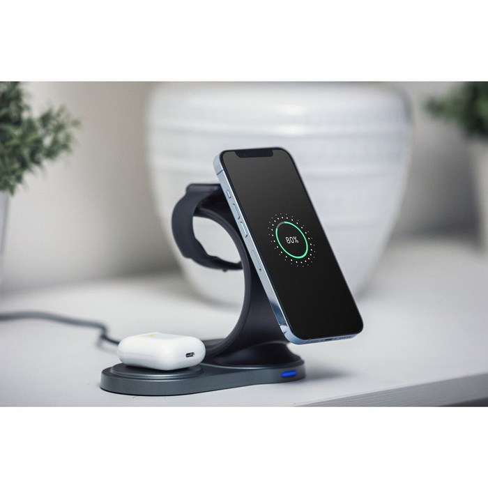 FORCELL F-ENERGY Sail Mag ładowarka indukcyjna 3w1 kompatybilna z MagSafe Qi 15W czarna