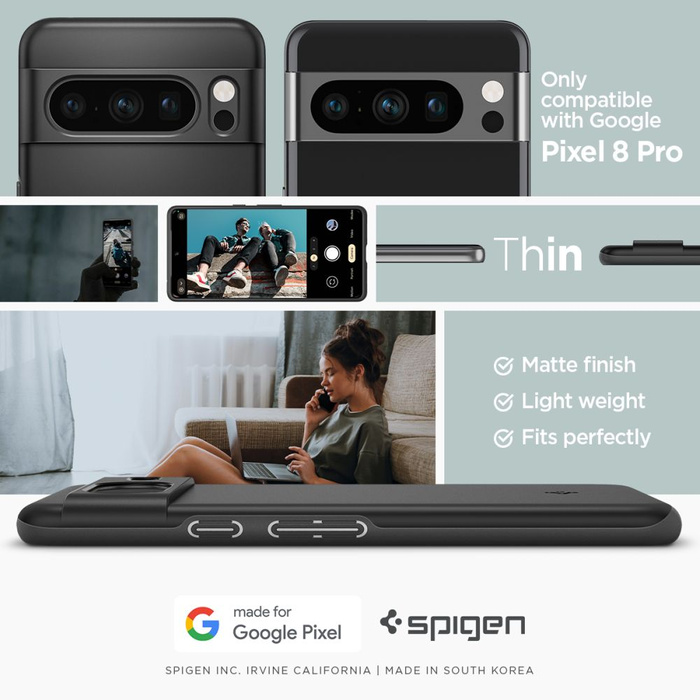 Etui Spigen Thin Fit Google Pixel 8 Pro Black Case