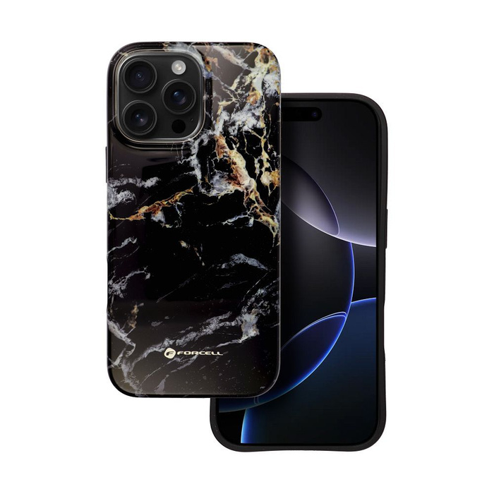 Etui na iPhone 16 PRO MAX Forcell F-Protect Mirage zgodny z MagSafe Military Drop-Test black marble