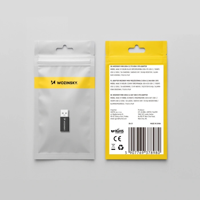 Adapter Wozinsky WAAC-01 USB-A - USB-C OTG - czarny