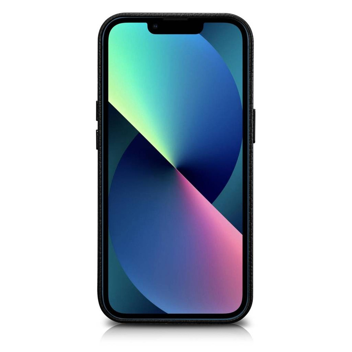 iCarer Litchi Premium Leather Case skórzane etui iPhone 14 Plus magnetyczne z MagSafe czarny (WMI14220711-BK)