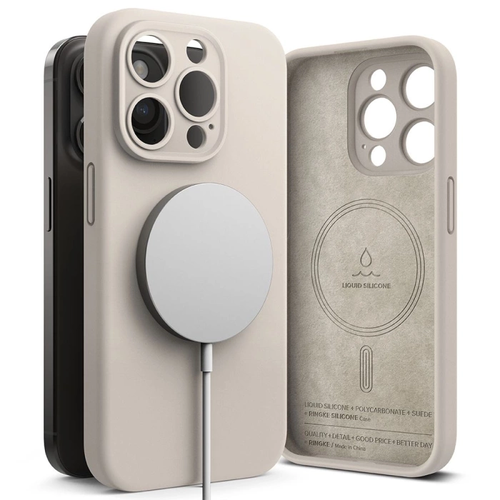 Etui Ringke Silicone Magnetic Magsafe iPhone 15 Pro Max Stone Case