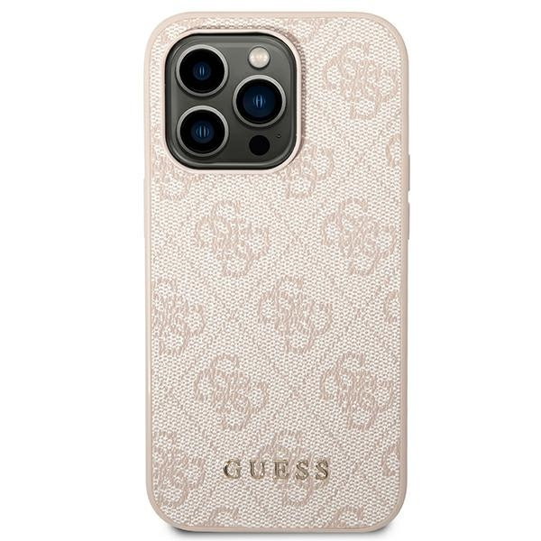 Etui GUESS Apple iPhone 14 Pro Max 4G Metal Gold Logo Różowy Hardcase