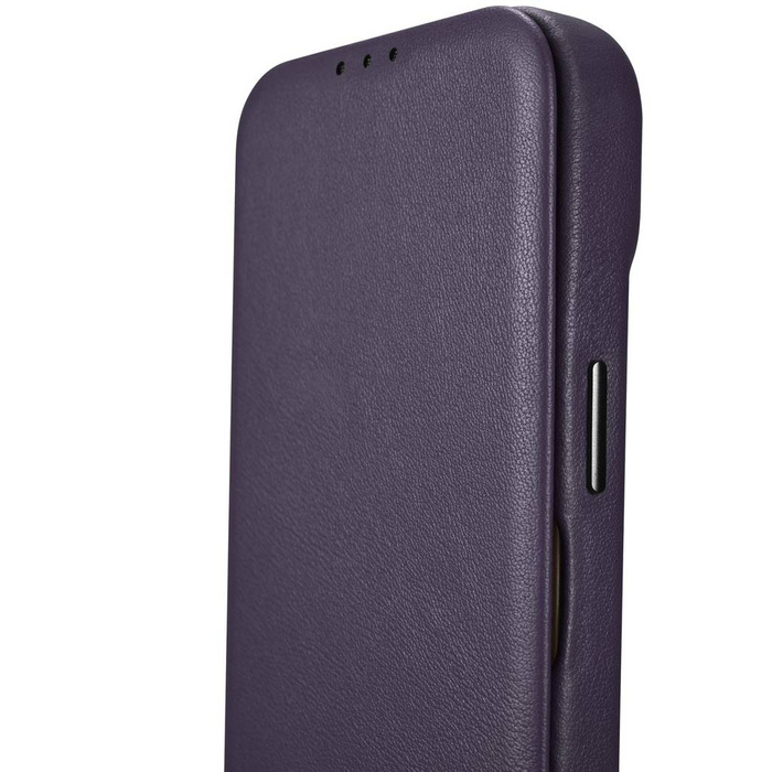 iCarer CE Premium Leather Folio Case skórzane etui iPhone 14 z klapką magnetyczne MagSafe ciemnofioletowy (WMI14220713-DP)
