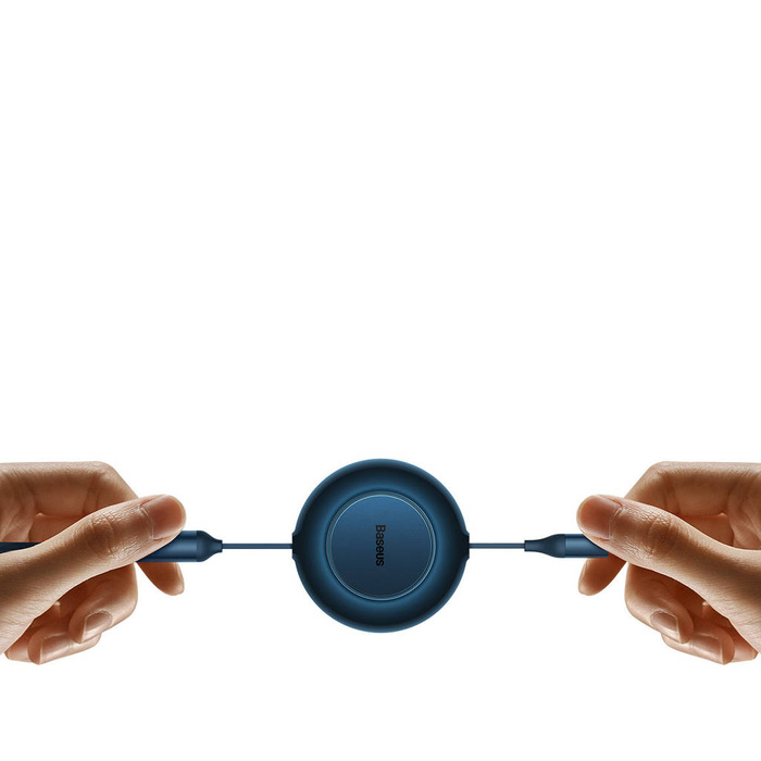 Baseus Bright Mirror 2 zwijany kabel przewód 3w1 USB Typ C - micro USB + Lightning + USB Typ C 3.5A 1.1m niebieski (CAMJ010203)