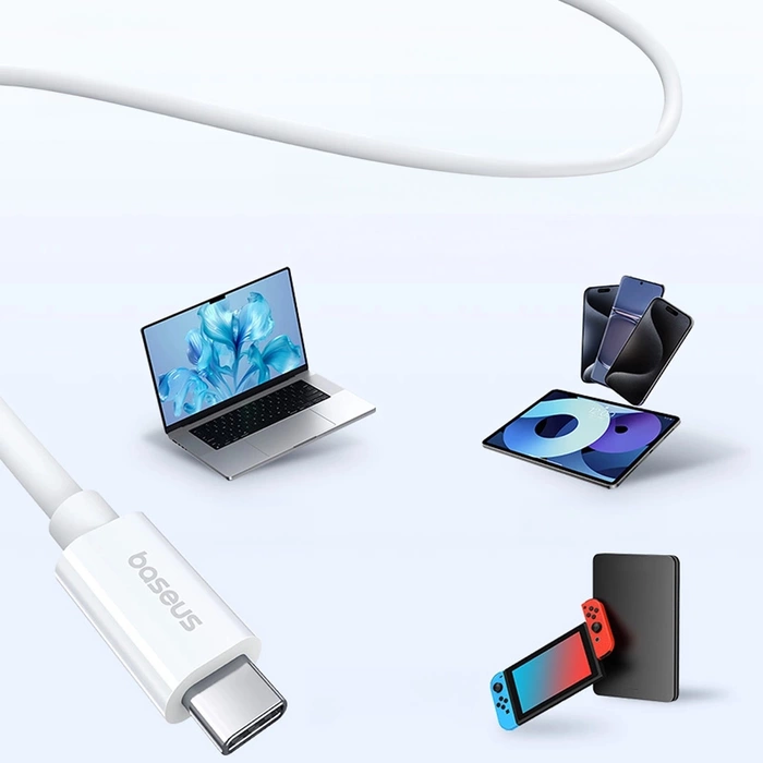 Kabel Baseus CB000068 USB-C - USB-C 240W PD 8K 60Hz 1m - biały
