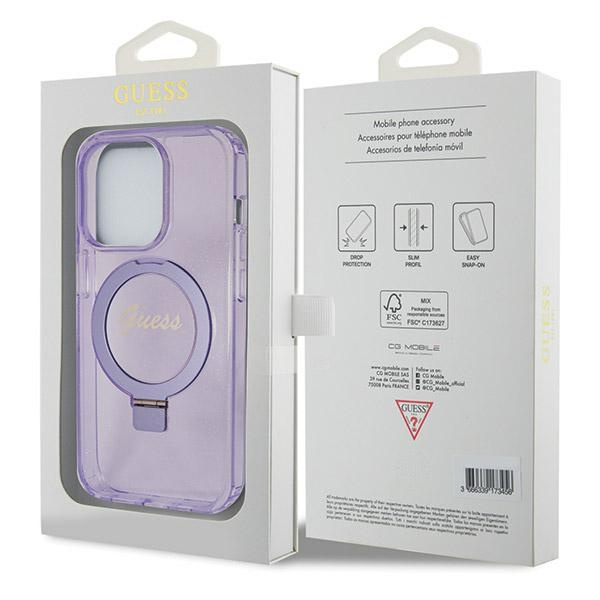Etui Guess GUHMP13LHRSGSU iPhone 13 Pro / 13 6.1" fioletowy/purple hardcase Ring Stand Script Glitter MagSafe Case