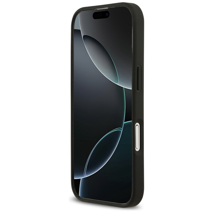 Etui Guess Grained Flowers Classic Logo  MagSafe do iPhone 17 czarny