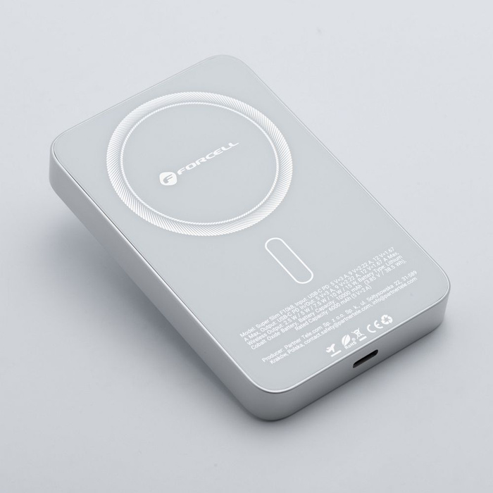 Powerbank zgodny z MagSafe Forcell F-Energy SuperSlim F10K8 QC4.0 PD3.0 15W 10000 mAh biały 0INT