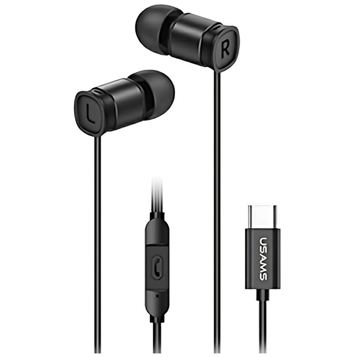 USAMS Słuchawki EP-46 USB-C czarny/black 1,2m HSEP4603