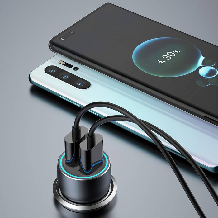 Dudao R4+ ładowarka samochodowa 2xUSB-A 120W 3A szary
