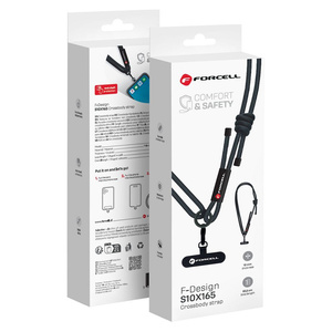 Smycz do telefonu crossbody z regulacją długości Forcell F-Design S10X165 (max 82,5cm w pętli) czarna