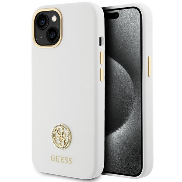 Etui Guess GUHCP15SM4DGPH iPhone 15 6.1" biały/white hardcase Silicone Logo Strass 4G Case