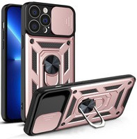 Etui Hybrid Armor Camshield etui iPhone 13 Pro Max pancerny pokrowiec z osłoną na aparat różowe Case