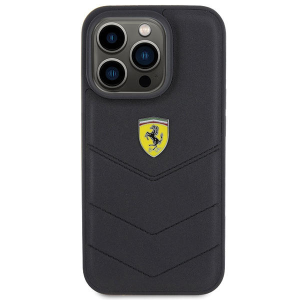 Etui Ferrari FEHCP15LRDUK iPhone 15 Pro 6.1" czarny/black hardcase Quilted Metal Logo Case