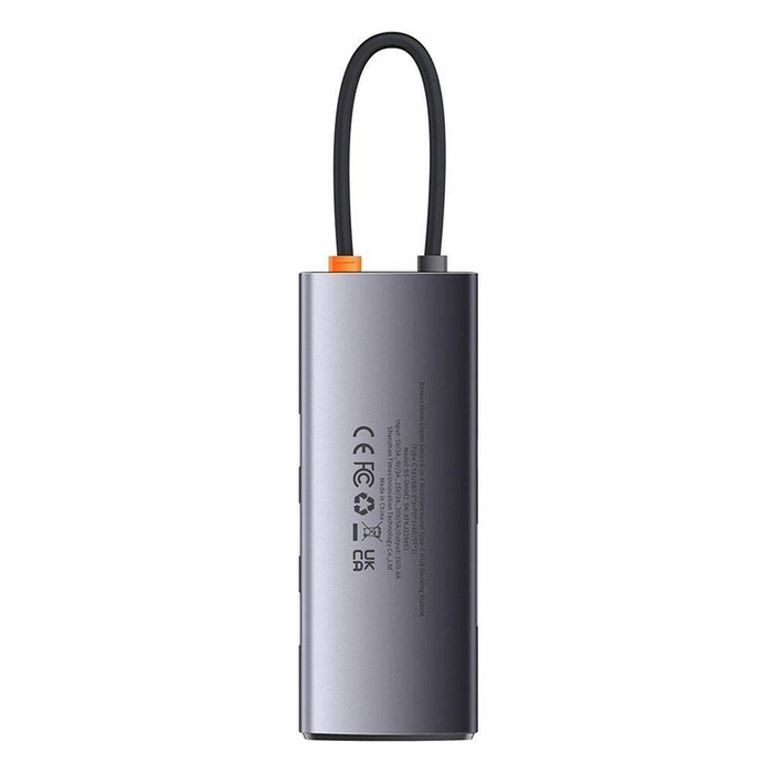 Stacja dokująca HUB Baseus Metal Gleam Series 6 w 1 USB Typ C - 3 x USB 3.2 Gen. 1 / 1 x Power Delivery / 1 x czytnik kart SD / 1 x czytnik kart TF szary (WKWG030213)