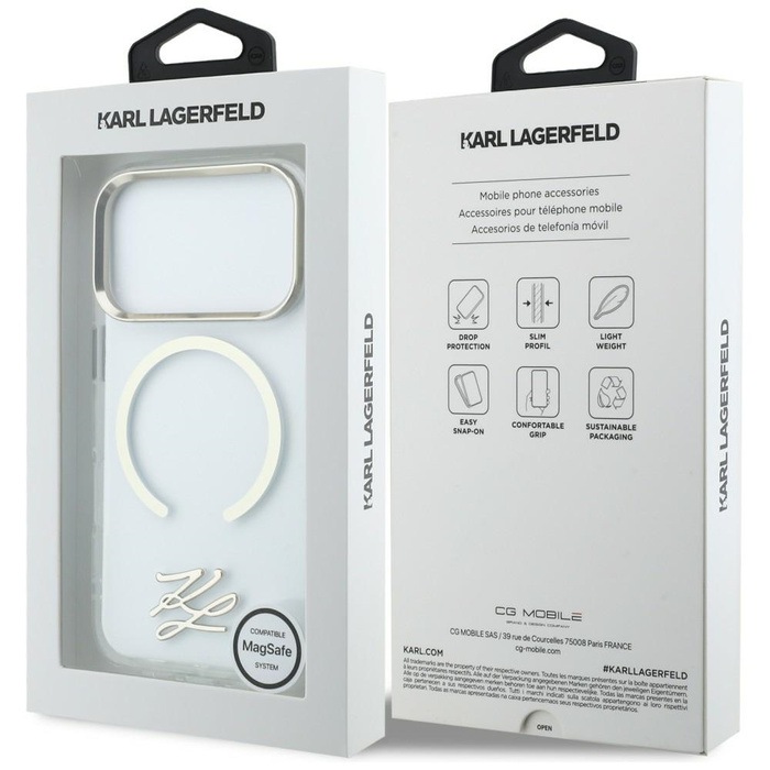 Etui Karl Lagerfeld IML KL Script Logo   MagSafe do iPhone 17 Pro przezroczysty