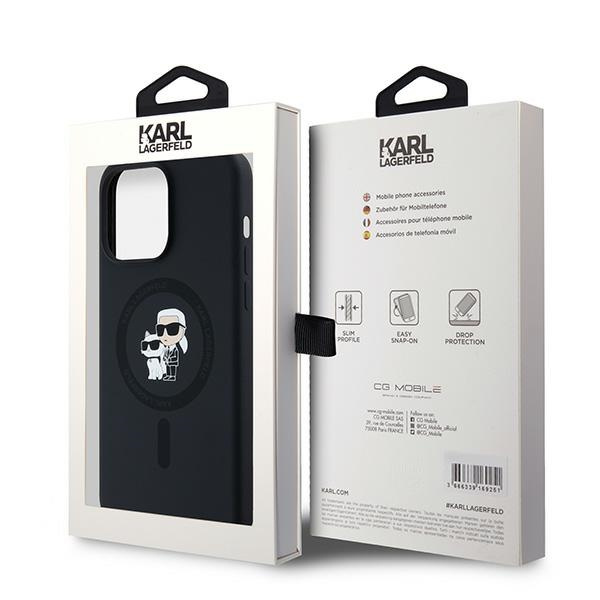 Etui Karl Lagerfeld KLHMP15XSCMKCRHK iPhone 15 Pro Max 6.7" czarny/black hardcase Silicone Karl & Choupette Ring MagSafe