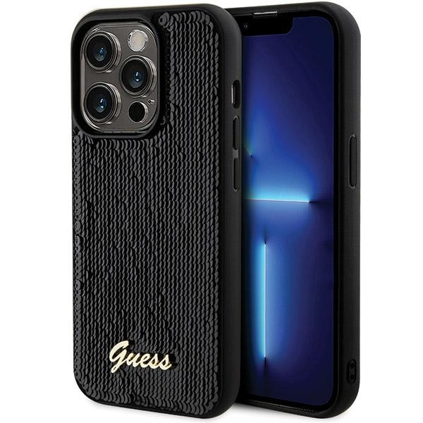 Etui Guess GUHCP13LPSFDGSK iPhone 13 Pro / 13 6.1" czarny/black hardcase Sequin Script Metal Case