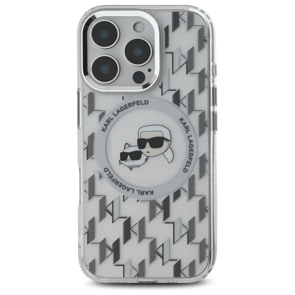 Etui Karl Lagerfeld iPhone 16 Pro Max 6.9" przezroczysty/transparent IML Monogram Karl&Choupette Head MagSafe