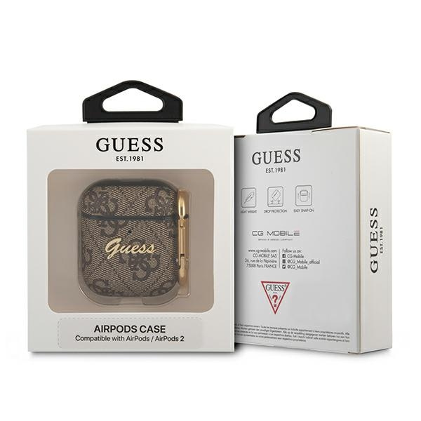 Etui GUESS Apple AirPods 4G Script Metal Collection Brązowy Case
