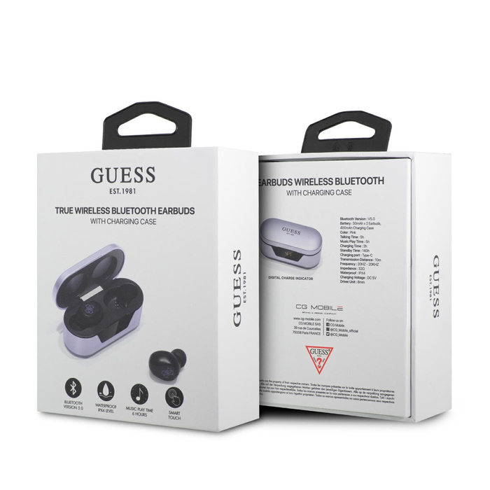 Guess słuchawki Bluetooth GUTWST31EU TWS + stacja dokująca fioletowy/purple