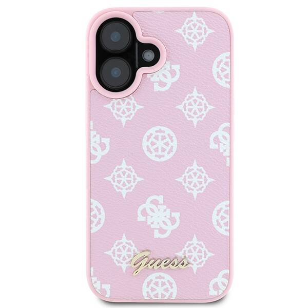 Etui Guess iPhone 16 Plus 6.7" różowy/pink hardcase Peony Script Logo MagSafe