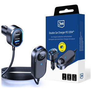 Ładowarka samochodowa 3MK Double Car     Charger 135W PD QC PPS 2xUSB-A 4xUSB-C szary