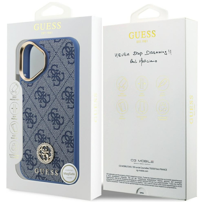 Etui Guess 4G Strass Logo MagSafe do     iPhone 17 niebieski
