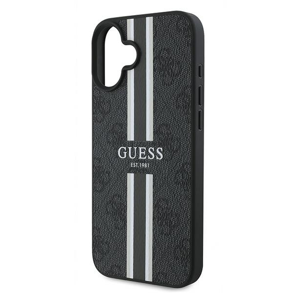 Etui Guess iPhone 16 Plus czarny/black MagSafe 4G Printed Stripes