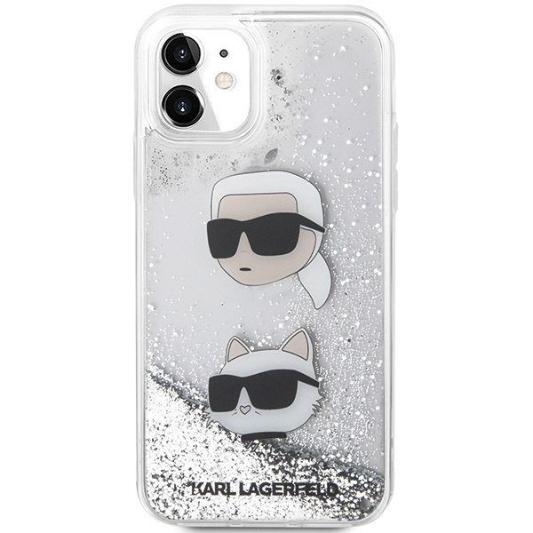 Etui Karl Lagerfeld KLHCN61LDHKCNS iPhone 11 / Xr 6.1" srebrny/silver hardcase Liquid Glitter Karl & Choupette Heads Case